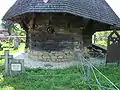 An unusual round window at the apse of the church.