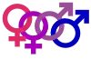 Four interlocking gender symbols