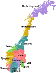 Location of Sør-Hålogaland diocese