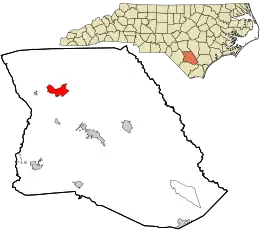 Location in Bladen County and the state of North Carolina.