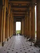 Blenheim Palace, view north along the chapel colonnade