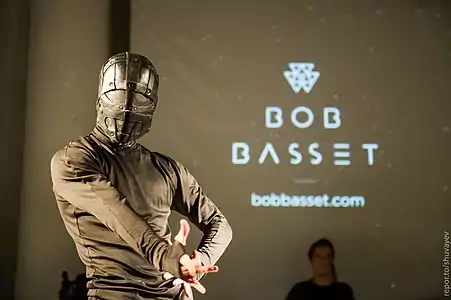 Bob Basset leather mask at the art-performance "Behind the Mask", Gogolfest, 2015