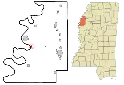 Location of Beulah, Mississippi