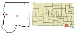 Location in Bon Homme County and the state of South Dakota