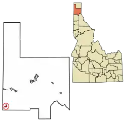 Location of Blanchard in Bonner County, Idaho.