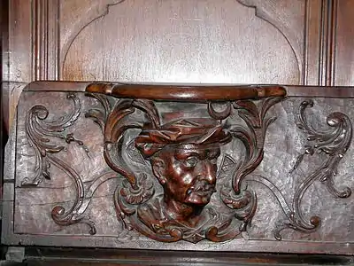 Detail of a misericorde of a choir stall seat