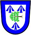 a bordure—Argent; an oak tree eradicated, fessways, proper, between three pheons, points upward, azure; within a bordure azure—Dalgleish of Keavil, Scotland