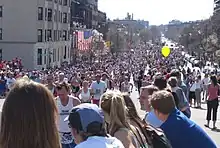 Boston Marathon, mile 25, Beacon St., 2005