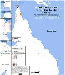 Geographical distribution of people with both Aboriginal and Torres Strait Islander Indigenous status