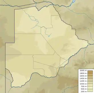 Location of Lake Ngami in Botswana.