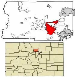 Location of Boulder in Boulder County, Colorado