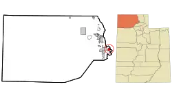 Location of Mantua within Box Elder County and within the State of Utah