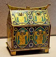 Early 13th century Limoges chasse used to hold holy oils; most were reliquaries.