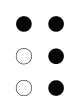 ⠹ (braille pattern dots-1456) 