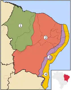 The Subregions of Northeast Brazil1 • Meio-norte, 2 • Sertão, 3 • Agreste, 4 • Zona da Mata