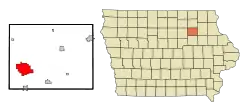 Location of Waverly, Iowa