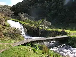 Bridge and waterfall