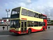 North Somerset Coaches East Lancs Lolyne-bodied Dennis Trident 2 at Bristol harbourside Bus Rally (in livery of former owner Brighton & Hove Buses)