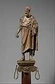 Bronze statuette of a philosopher on a lamp stand; late 1st century BC; bronze; overall: 27.3 cm; weight: 2.9 kg; Metropolitan Museum of Art (New York City)