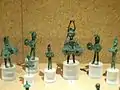 Some Nuragic statuettes on display at the National Archaeological Museum of Cagliari (Sardinia)