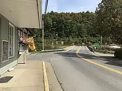 Looking east from Morgantown Street toward North Preston Highway in Bruceton Mills