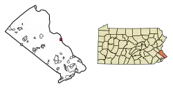 Location of New Hope in Bucks County, Pennsylvania (left) and of Bucks County in Pennsylvania (right)