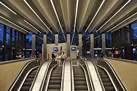 Escalators in entrance building