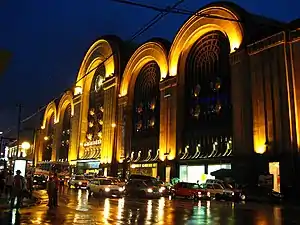 Night view of the facade