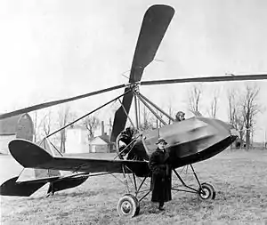 Etienne Dormoy in front of the Buhl A-1 Autogyro (1931)