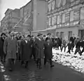 1963, West Berlin Mayor Willy Brandt with Cypriot Vice President Fazıl Küçük: the apartment blocks have been walled up.