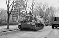 A Hummel passes through a town in Romania, March 1944