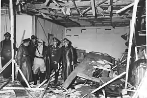 Wolf's Lair conference room after the failed assassination attempt on Adolf Hitler, 20 July 1944