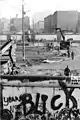 Workers clearing the square for a new border crossing, November 1989