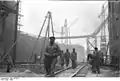 Prisoners in the construction of the U-boat at Valentin submarine pens, Bremen, 1944