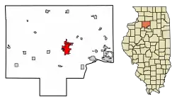 Location of Princeton in Bureau County, Illinois.