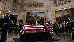 George H. W. Bush's remains lie in state in the United States Capitol rotunda on December 3, 2018