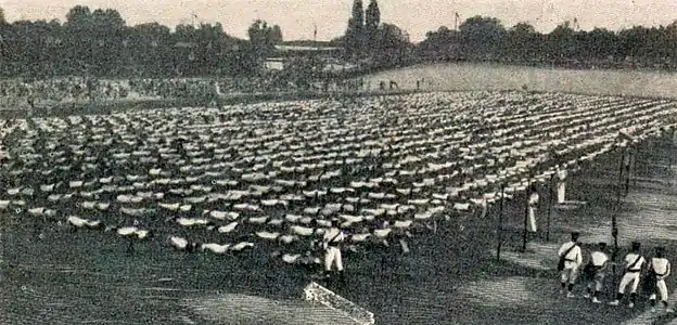 Gymnasts at opening ceremony (Bois de Vincennes)