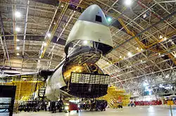 A C-5 Galaxy undergoing modifications during 2011 at Warner Robins Air Logistics Center.