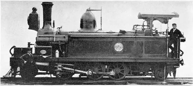 CGR 2nd Class no. W2 of the Western System, without tender or "front porch railings", c. 1899