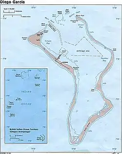 Map of Diego Garcia. East Point is annotated.