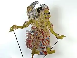 Wayang kulit (shadow puppet) Gatakaca, Tropenmuseum collection, Indonesia, before 1900