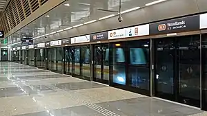 Newest generation platform screen doors at Woodlands MRT station, on the Thomson-East Coast line