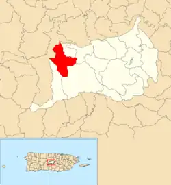 Location of Cacaos within the municipality of Orocovis shown in red