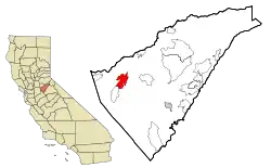 Location in Calaveras County and the state of California