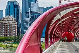 The Red Ball Project installed inside the Calgary Peace Bridge June 26, 2017