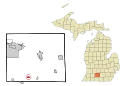 Location of Burlington within Calhoun County, Michigan