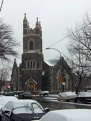 Calvary United Methodist Church in the snow