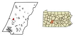 Location of Nanty Glo in Cambria County, Pennsylvania