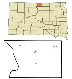 Location in Campbell County and the state of South Dakota