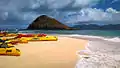 View of Moku Iki from the beach of Moku Nui